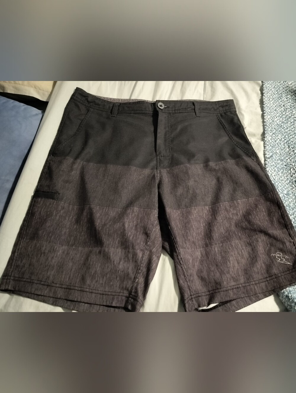 Da Hui Men's Hybrid Collection Board Shorts Black Charcoal Grey Striped Size 34